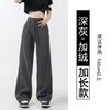 Autumn and Winter Narrow Wide-leg Pants Women's Scimitar Banana Pants Velvet High Waist Loose Casual Sports Straight Sweatpants Look Thin