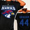 2026 Новая мужская женская футболка с круглым вырезом Вне кампуса Briar Hawks Garrett Graham Графика Унисекс Хлопковая рубашка Хип-хоп Уличная одежда Оверсайз Футболка