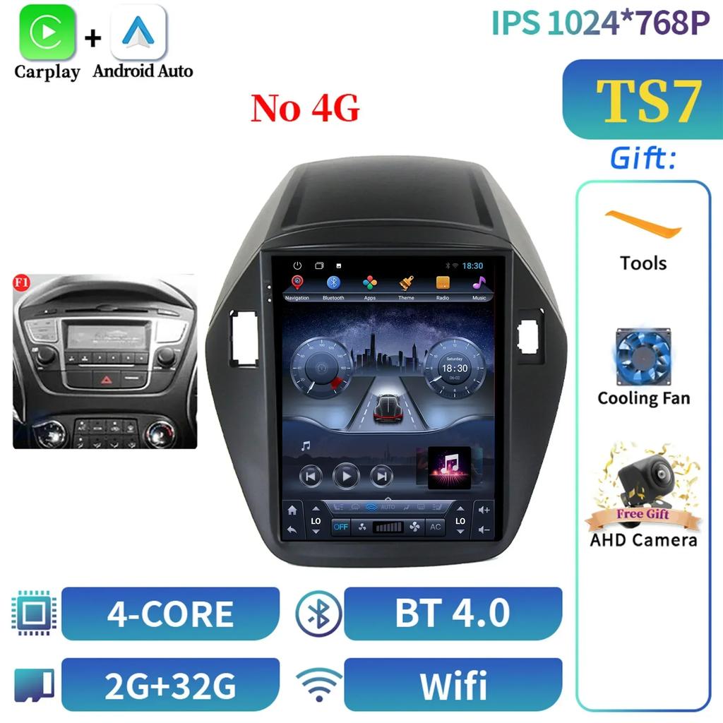 9,7" для Hyundai Tucson IX35 2009-2015 Автомобильный Радио Мультимедиа Навигация Беспроводной CarPlay 4G GPS Центральный Android Мультимедиа Экран