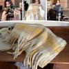 Vintage Warm Winter Cashmere Scarf Mohair Plaid Long Thickened Scarves Thickened Wrap Women Sha G7A1