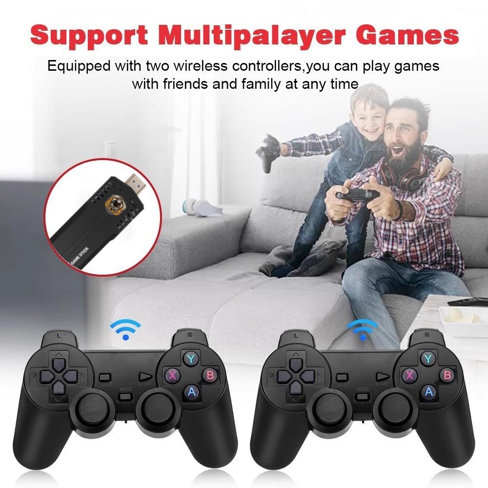 Беспроводная игровая консоль X8 pro со встроенными 35000+ классическими играми, выходом HDMI 4K TV, двумя беспроводными контроллерами 2.4G, ностальгическим игровым джойстиком 64G