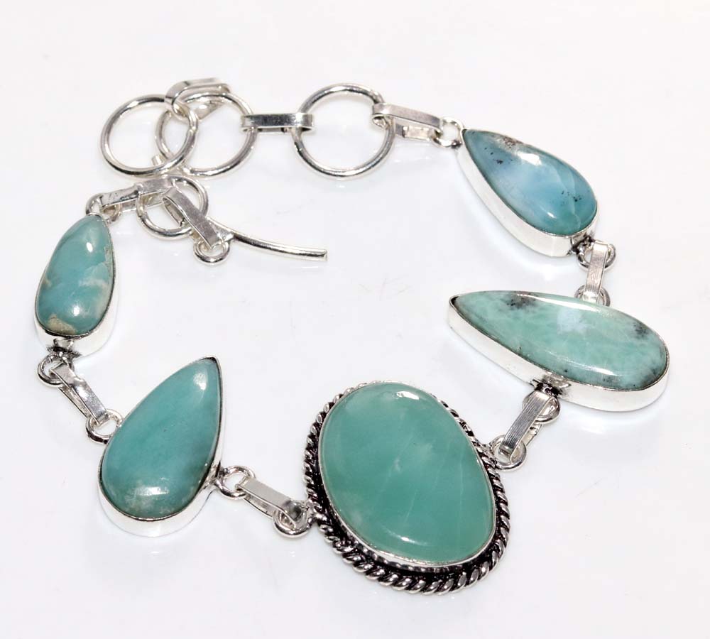 Decent Larimar 925 Silver Plated Bracelet 9" Jewellery Limited Stock Deal R2V49