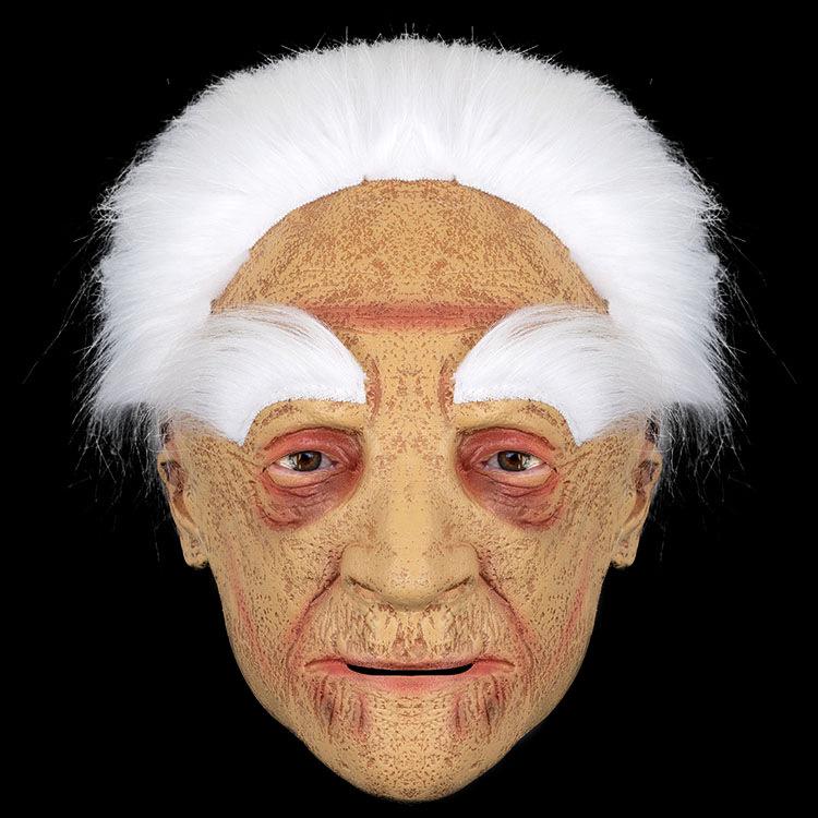 White-haired, white-browed old lady latex mask