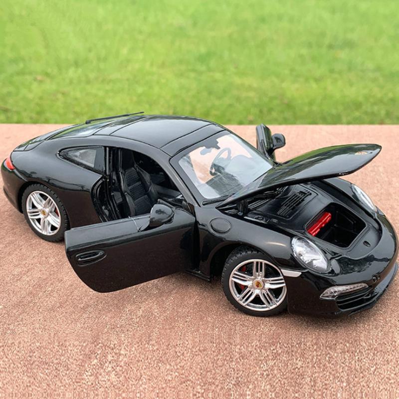1:24 Porsche 911 Carrera S, игрушечный автомобиль из сплава, литой автомобиль, модель автомобиля, миниатюрная масштабная модель автомобиля для детей, гараж