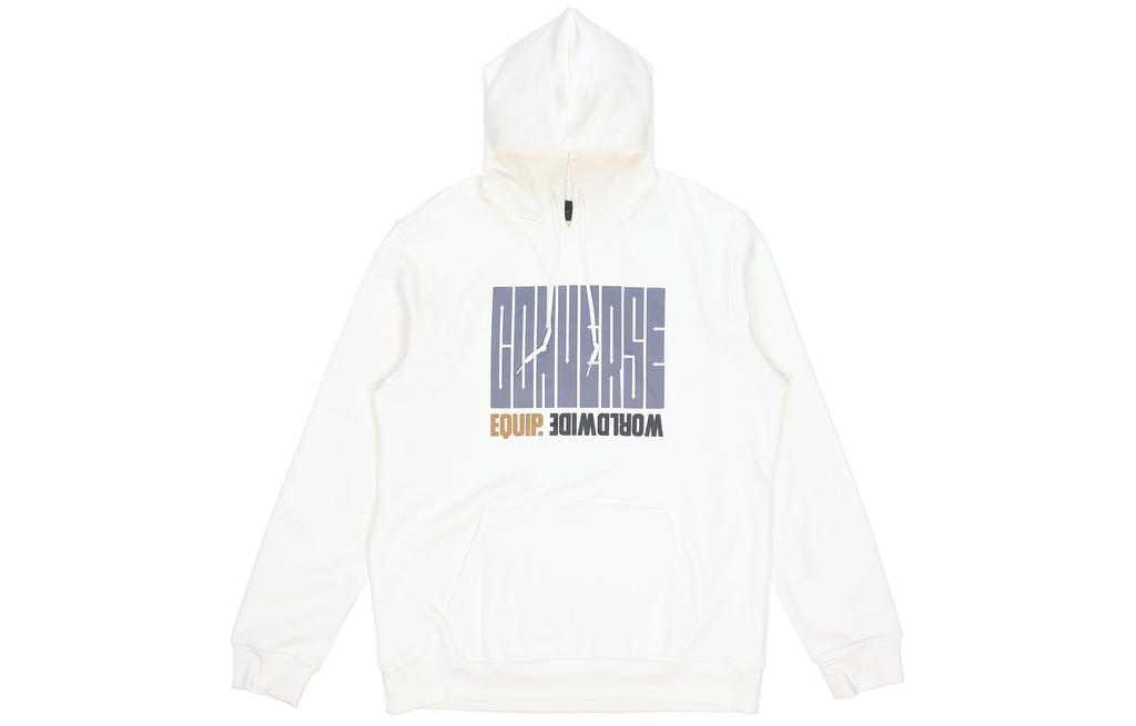 Converse Color Block Letter Print Fleece Lined Thermal Pullover Sweatshirt Men's Milk White 10021272-A01