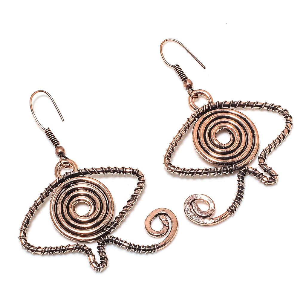 Designer Copper Earrings, Handmade Gemstone Earrings Jewelry, Gifts For Wife Brand New Earrings