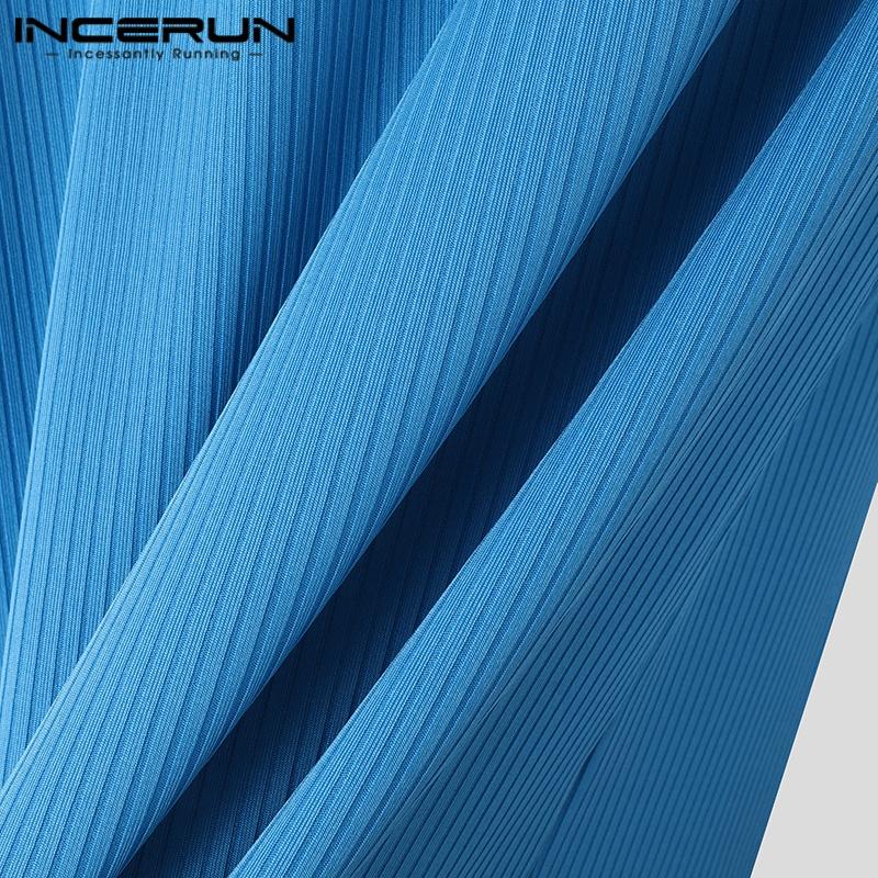 INCERUN Летние мужские повседневные нестандартные тонкие футболки с коротким рукавом на молнии