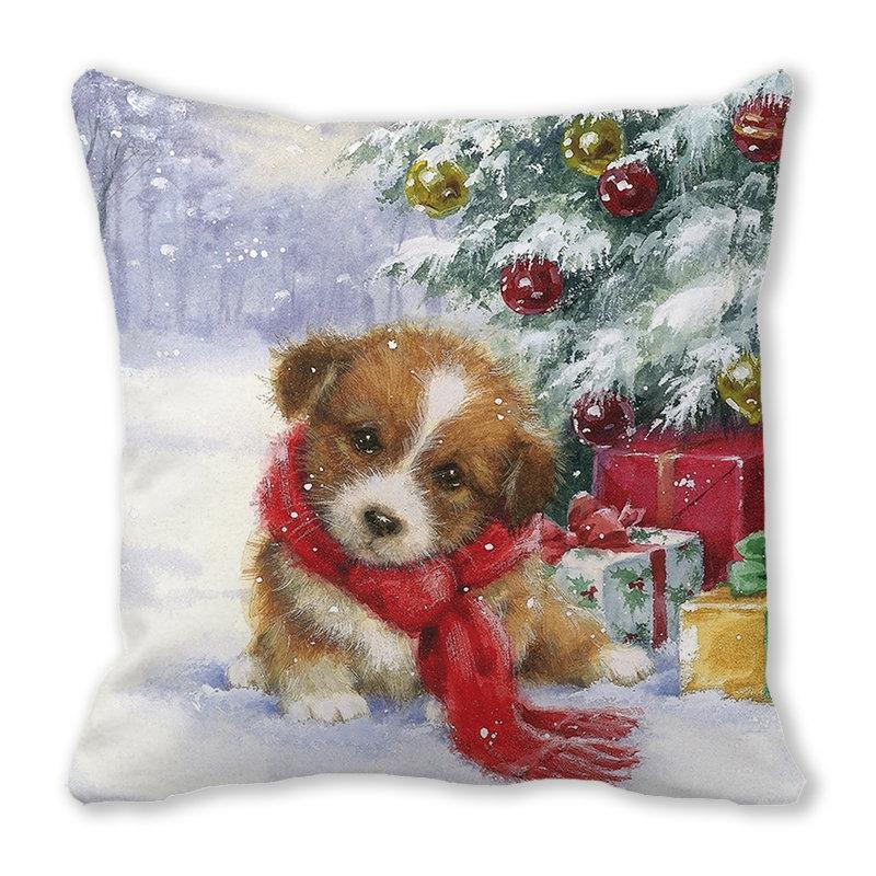 Рождество кошка собака 2022 новый год рождественское украшение подушка наволочка снеговик подарок