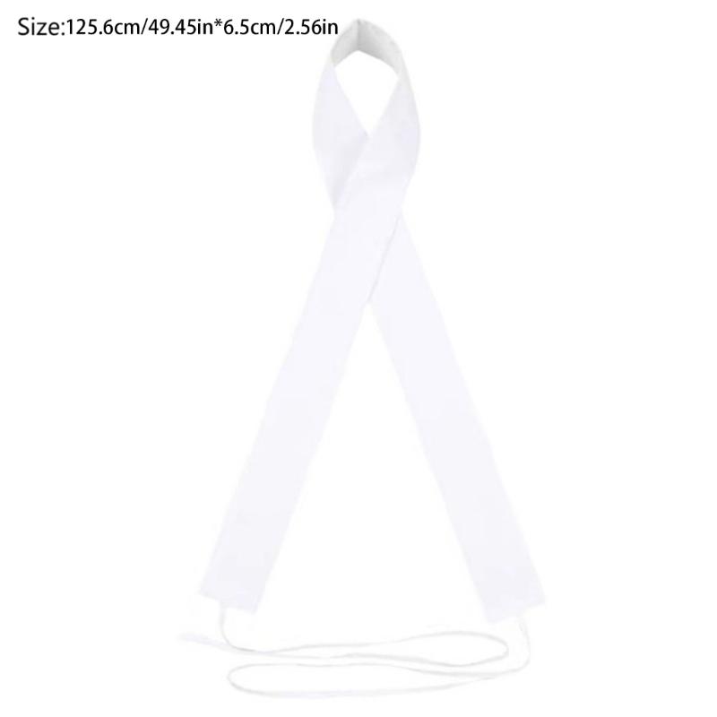 Chinese Ancient Style Detachable False Collar Crisscross Neckline White Skinny Long Scarf Waistband for Women Mens
