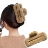Large Plush Claw Clip for Women - Autumn/Winter 2023 Furry Hair Accessory, Square Shark Design, High-End Headwear