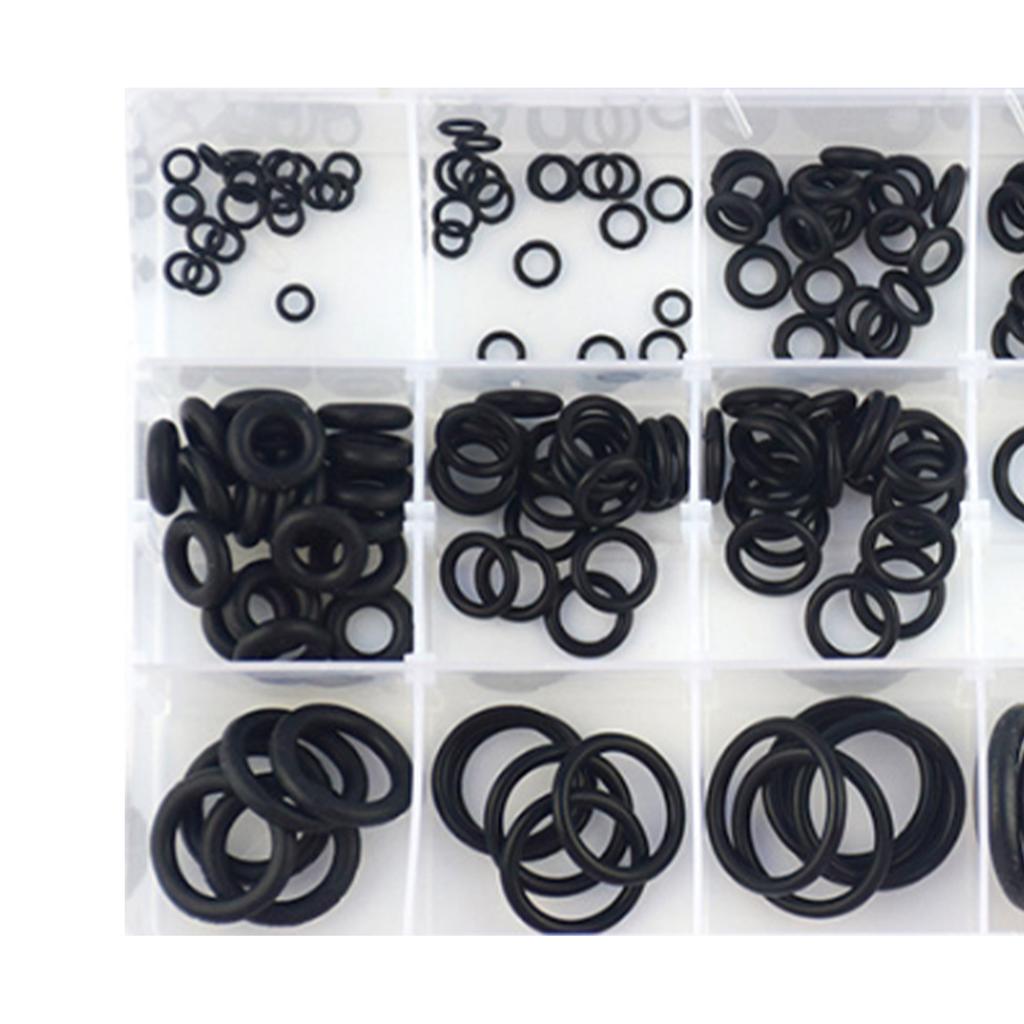 225 шт. резиновых колец O-образного сечения, набор метрических водонепроницаемых уплотнительных колец, комплект шайб NBR, черный