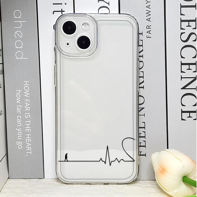 Чехол для телефона с простыми линиями для влюбленных, парный, для IPhone 16 Pro Max 15 14 13 12 11 Mini X XR XS SE2 7 8 14 Plus, мягкий чехол, парная оболочка