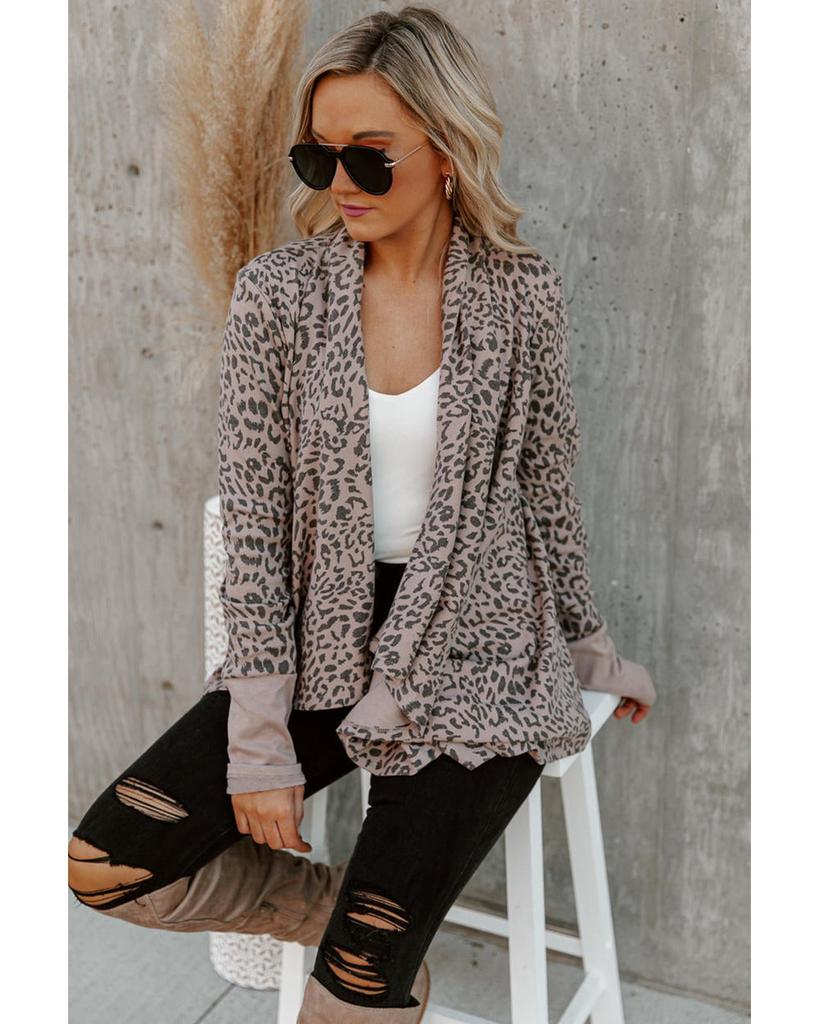 Azura Exchange Кардиган с открытым передом и леопардовым принтом
