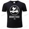 Men White Cotton Tshirt Woodstock 1969 Vintage T Shirt Men Music Short Sleeve Printed Cotton Tee Size Fashion Tee-shirt