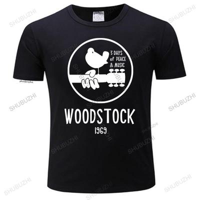 Мужская белая хлопковая футболка Woodstock 1969 Винтажная футболка мужская Музыка с коротким рукавом с принтом хлопковая футболка размер модная футболка