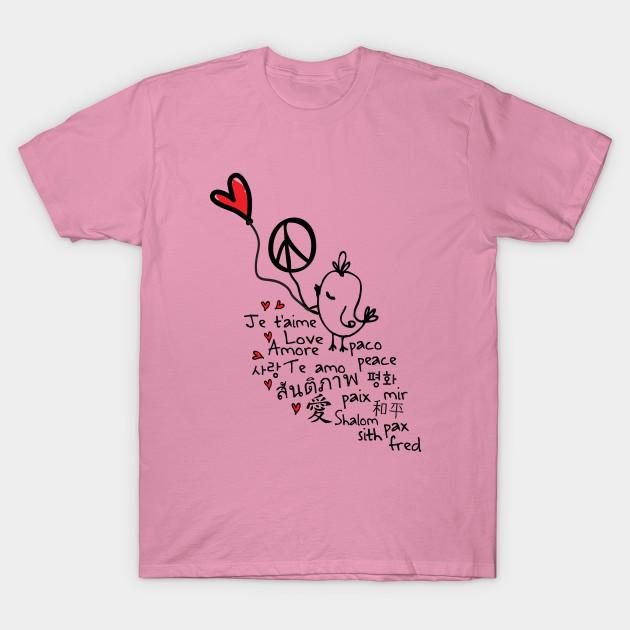 T Рубашка женщин Любовь и мир Птица Harajuku Печать Кавайи футболка Летний короткий рукав женский футболка Top Tee