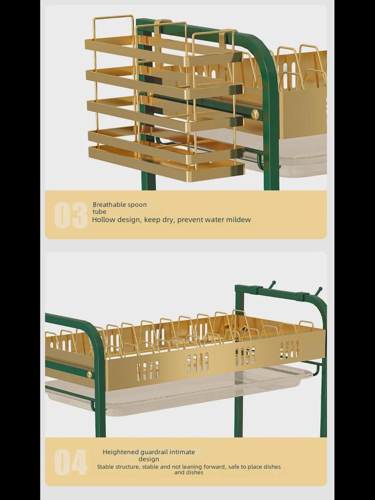 Multi-Function Dish Drying Rack with Bowl & Chopsticks Storage for Kitchen Countertop