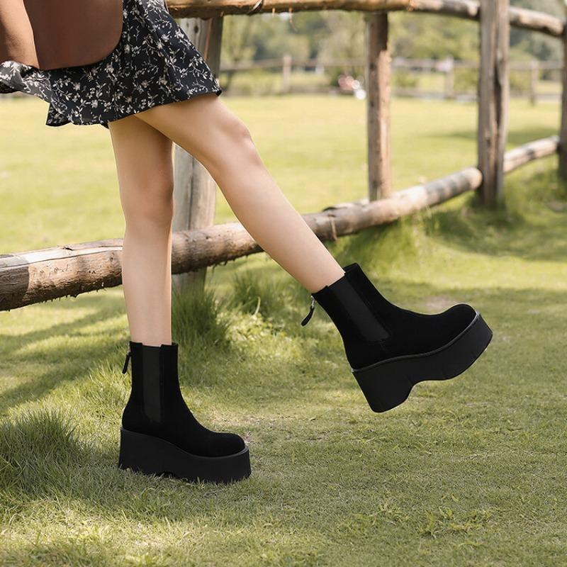 Новые модные однотонные женские ботинки на толстой подошве, удобные и стильные, универсальные весенние и осенние женские ботинки