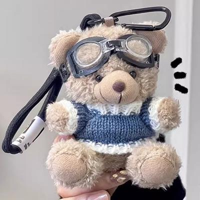 Брелок в виде маленького медведя из мультфильма, плюшевая одежда в виде бурого медведя, милые очки, брелок в виде куклы-медведя для сумки, кулон, парные брелоки, подарки