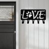 Вешалка для собачьих лап и органайзер для поводков для собак Love with Dog Paw Rack, настенное искусство, настенные крючки, декоративное железное искусство для любителей домашних животных
