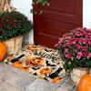 Halloween-Themed Door Mat with Pumpkin & Black Cat Design - Washable Polyester, Perfect for Entryway, Living Room