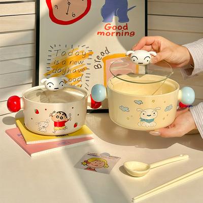 Миска для лапши быстрого приготовления с крышкой, высококачественная, студенческая миска для риса, бытовая миска для улиточного порошка большой емкости