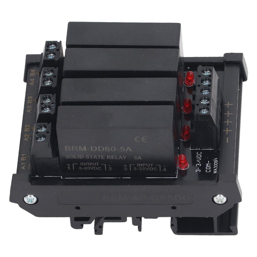 4P Модуль реле постоянного тока DIN-рейка Твердотельное реле Общий отрицательный терминал Вход 3-32В Нагрузка 5-8А 5-60В