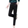 Women Solid Color Suit Pants High Waist Elastic Waistband Slant Pockets Slim Fit Casual Long Trousers Workwear