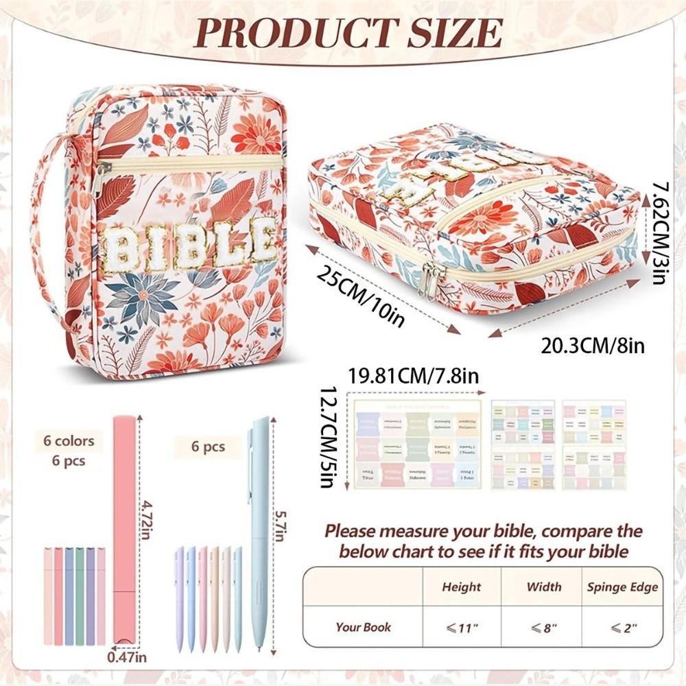 Large-capacity Book Storage Bag Flora Floral Study Bag Stationery Storage Organizer Student