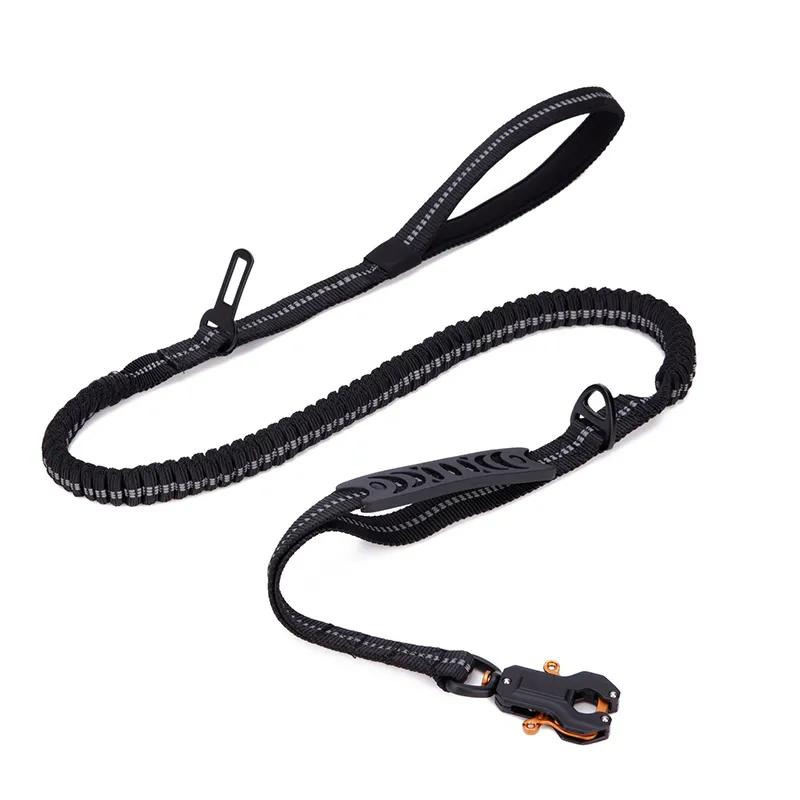 Тактический поводок для собак, прочный поводок для собак с зажимом-лягушкой, мягкая ручка, поводки-резинки для собак средних и больших размеров, для дрессировки и прогулок