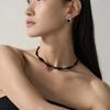 Elegant Black Agate Beaded Bracelet & Necklace: European-American Style, High-End Design, Light Luxury, Cool Temperament