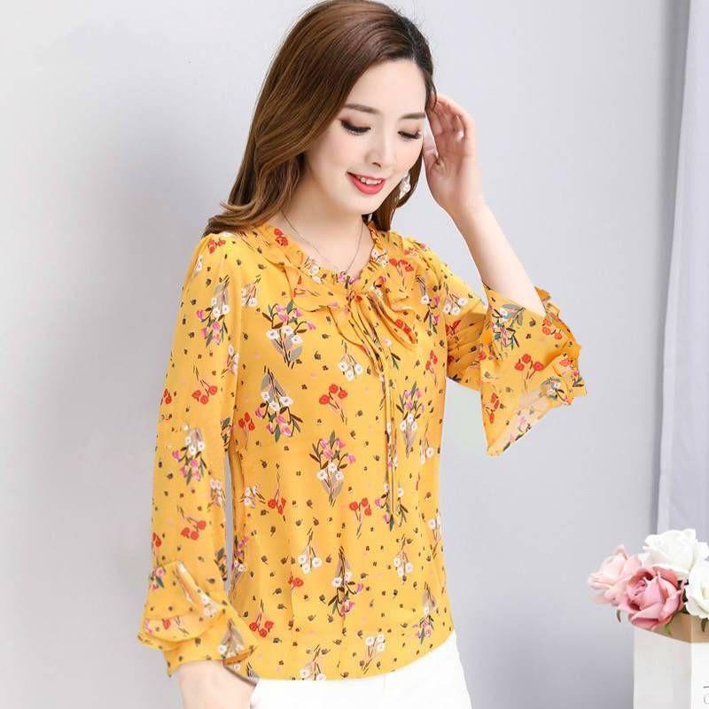 Summer Mid Sleeve Floral Chiffon Shirt for Women Loose and Fashionable Plus Size Shirt Versatile Temperament T-shirt Top