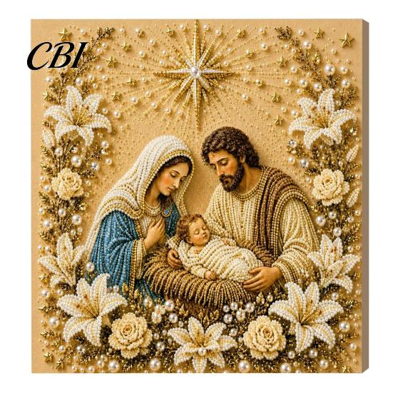 Unique Office Desk Ornaments DIY Jesus Pearl Art Kit, Diamond Painting for Adults, Christian Mosaic Creative Bedroom Accessories Craft Christ