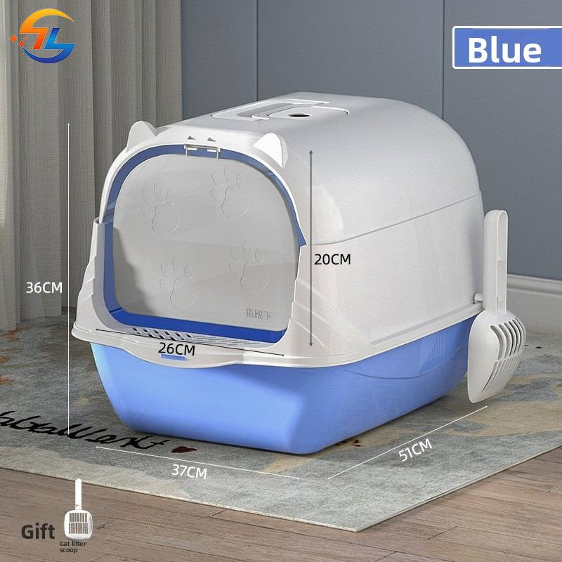 Extra Large Enclosed Cat Litter Box with Anti-Splash Removable Flip-Lid Cat Toilet with Litter Scoop