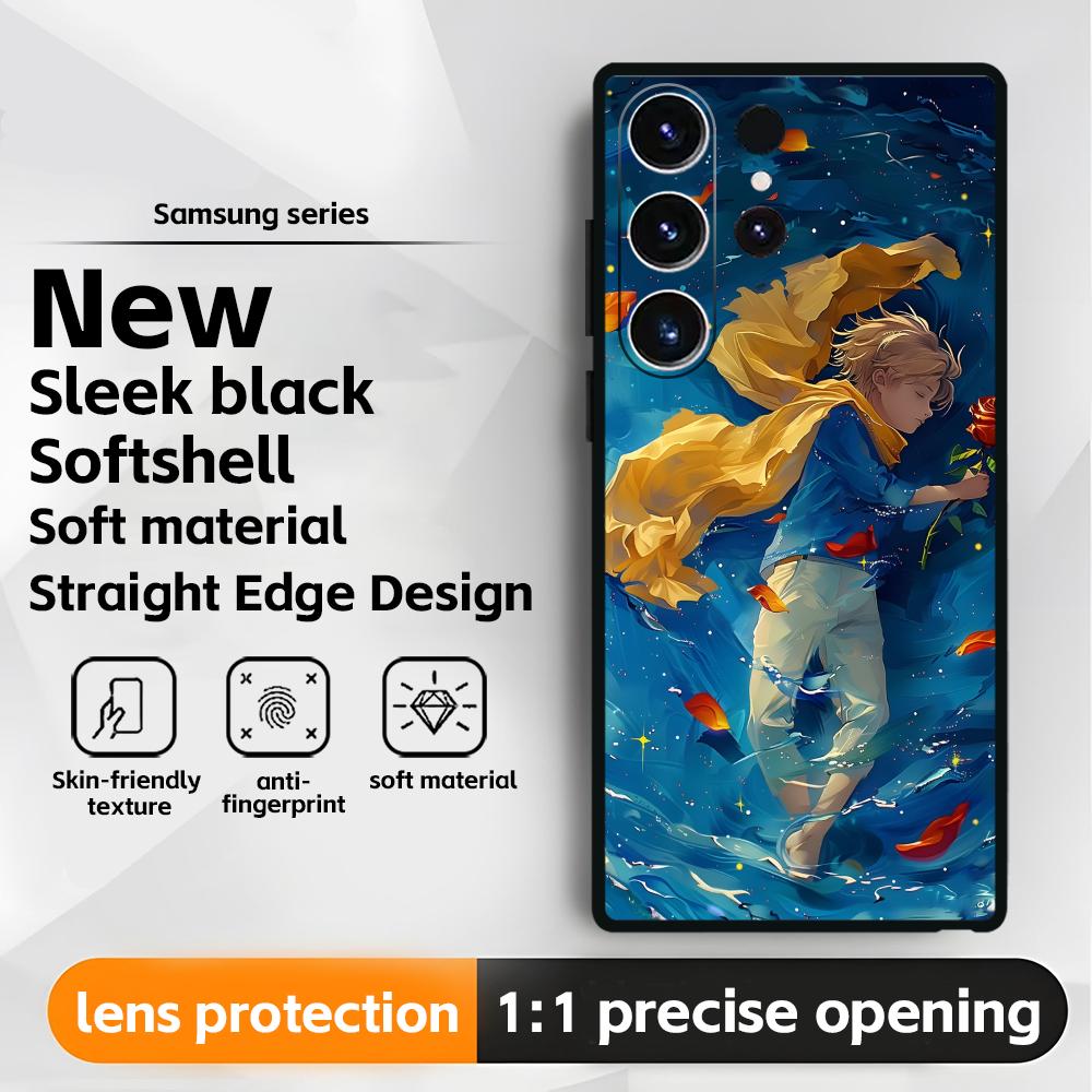 Аниме Маленький принц Чехол для телефона для Samsung Galaxy S25 S24 S23 S22 S21 S20 Plus Ultra Note20 Мягкий Черный