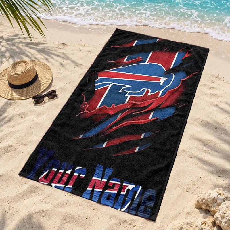 Buffalo Bills Custom Name Beach towels also serve as bath towels summer essential a musthave for the outdoors the beach and the pool
