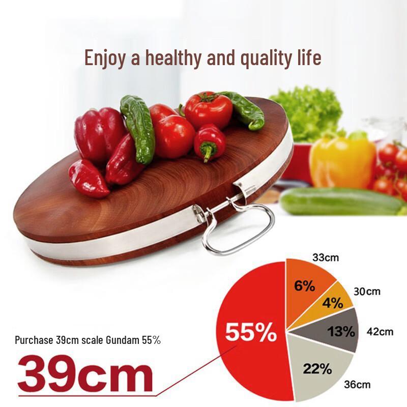 Круглая разделочная доска из железного дерева с U-образной ручкой