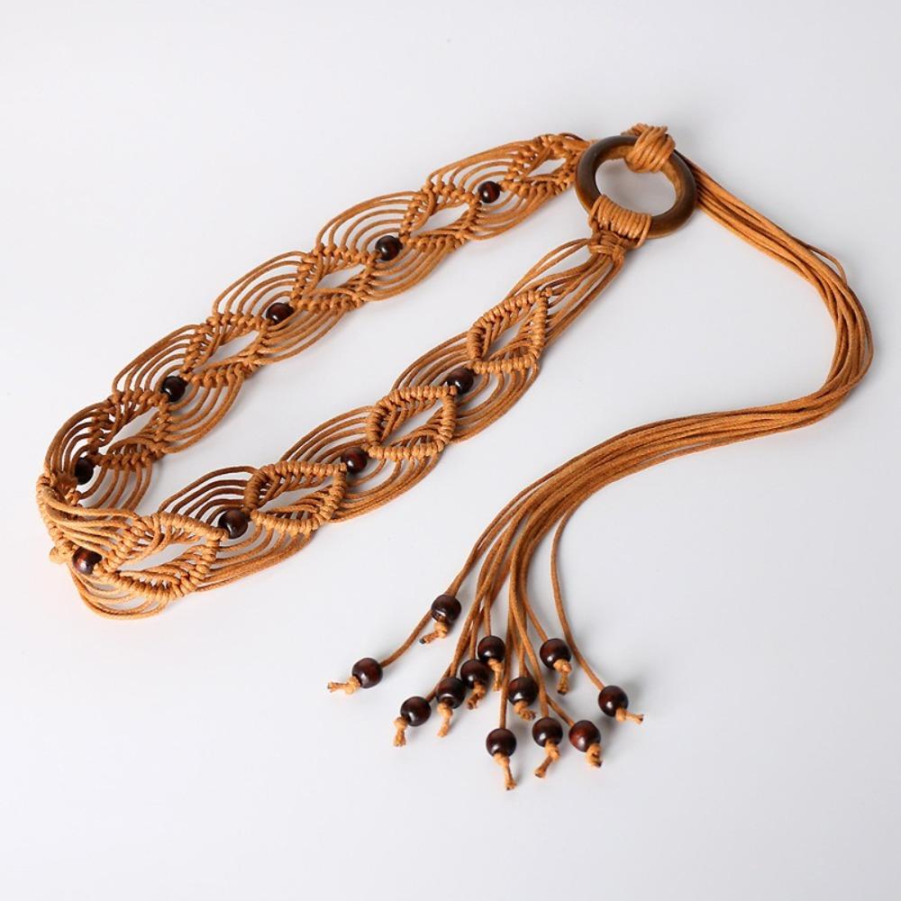 Adjustable Knotted Tassels Waist Belts Retro Dress Slim Waistband Dress Waistband Accessories