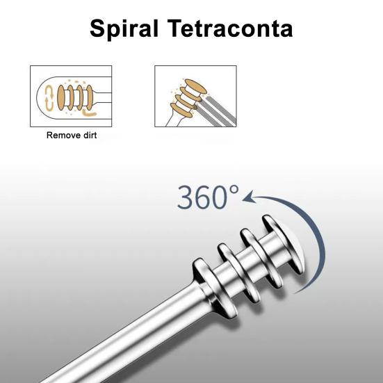 Ухочистка Набор для удаления ушной серы Ушная кюретка Очиститель 360-градусный спиральный дизайн Очиститель слухового прохода Инструмент для чистки ушей Набор