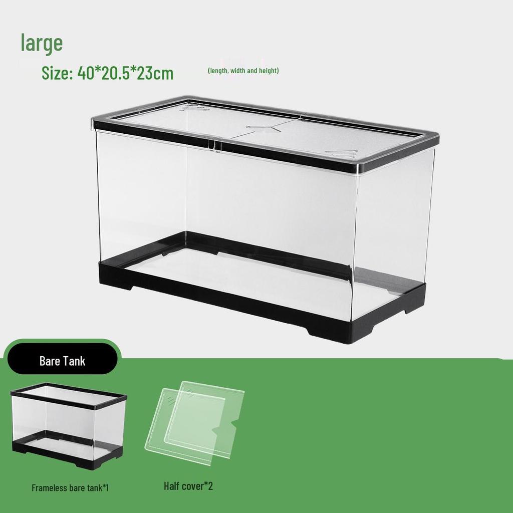 Компактный террариум для черепахи с платформой для обогрева - Элегантная настольная среда обитания с крышкой для экологичной гостиной