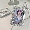 Korean INS Advanced Sense Silver Electroplate Special-shape Id Card Holder Kpop 3 Inch Photocard Case Girl Card Display Pendant