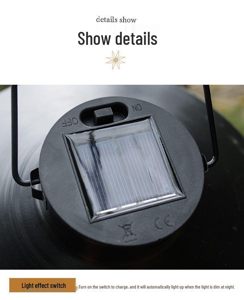 Ретро солнечный подвесной фонарь: Уличный Сад, Балкон и Двор Декор - Кованое Железо Атмосферный Ночник