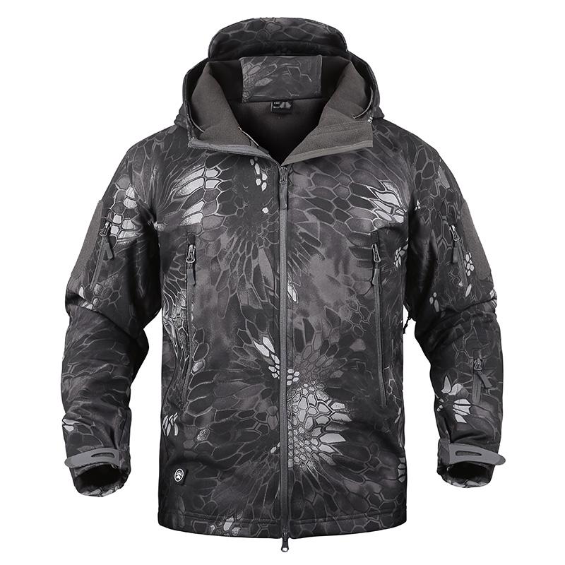 Soft Shell Waterproof Military Jacket Men Winter Warm Outdoor Hiking Hooded Camouflage Fleece Tactical Coat