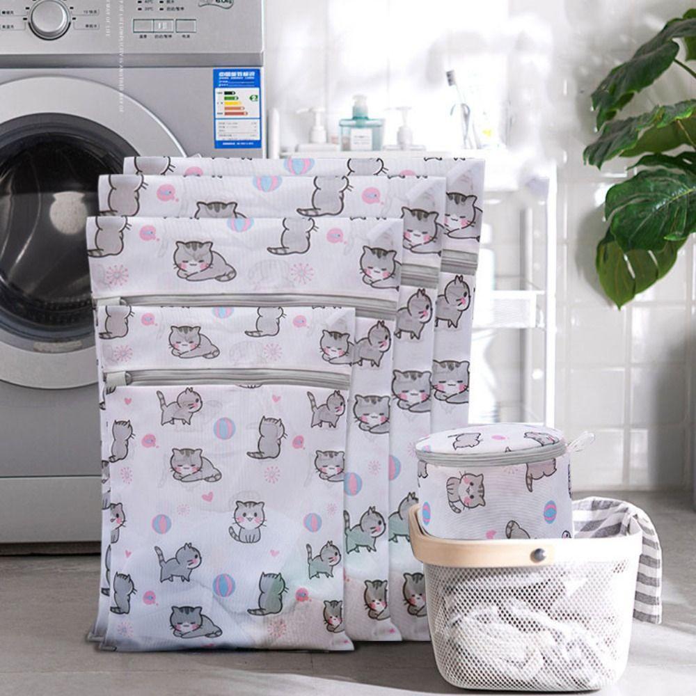 Cartoon Cat Laundry Bag Cute Lingerie Wash Bags In Machine Washing Bag Clothing Care Protection