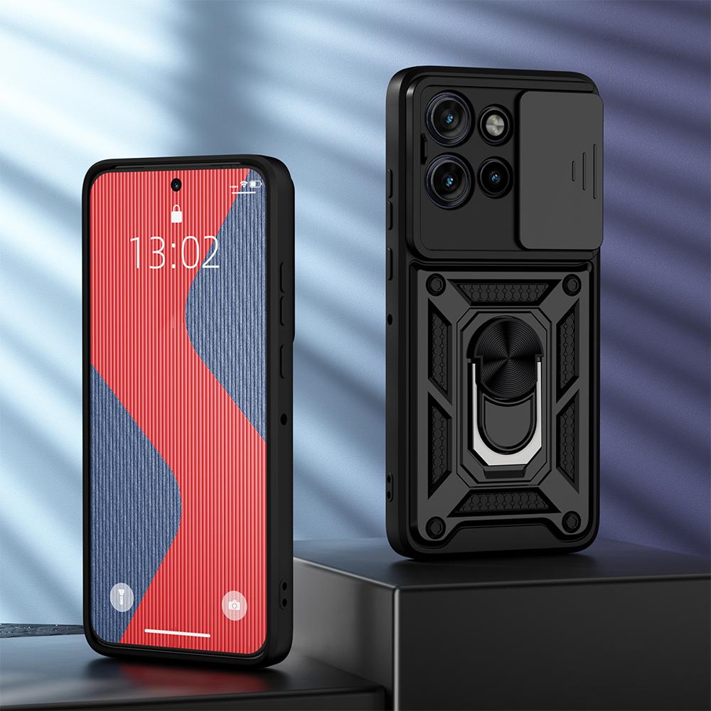 KEYSION Противоударный защитный чехол для MOTO G75 5G силикон + защитное кольцо для камеры из поликарбоната, чехол-подставка для телефона Motorola Edge 50 5G
