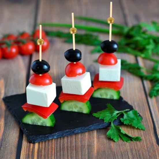 100/200Pcs Wooden Ball Toothpicks Long Cocktail Picks Appetizers Baking Garnish Skewers with Sturdy Polished Heads