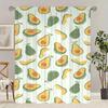 2 Pieces - Cartoon Fruit Pear Print Curtain, 100% Polyester Material, Suitable for Bedroom Curtains and Living Room Decoration