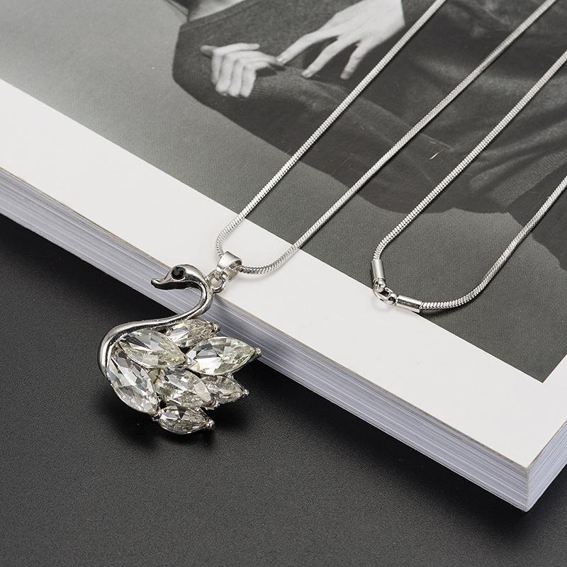 European and American fashion sweater chain water drop zircon swan long necklace sweater accessories femininity pendant pendant tide