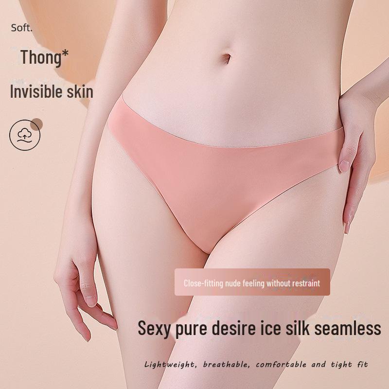 Европейские и американские женские бесшовные стринги из ледяного шелка с низкой талией