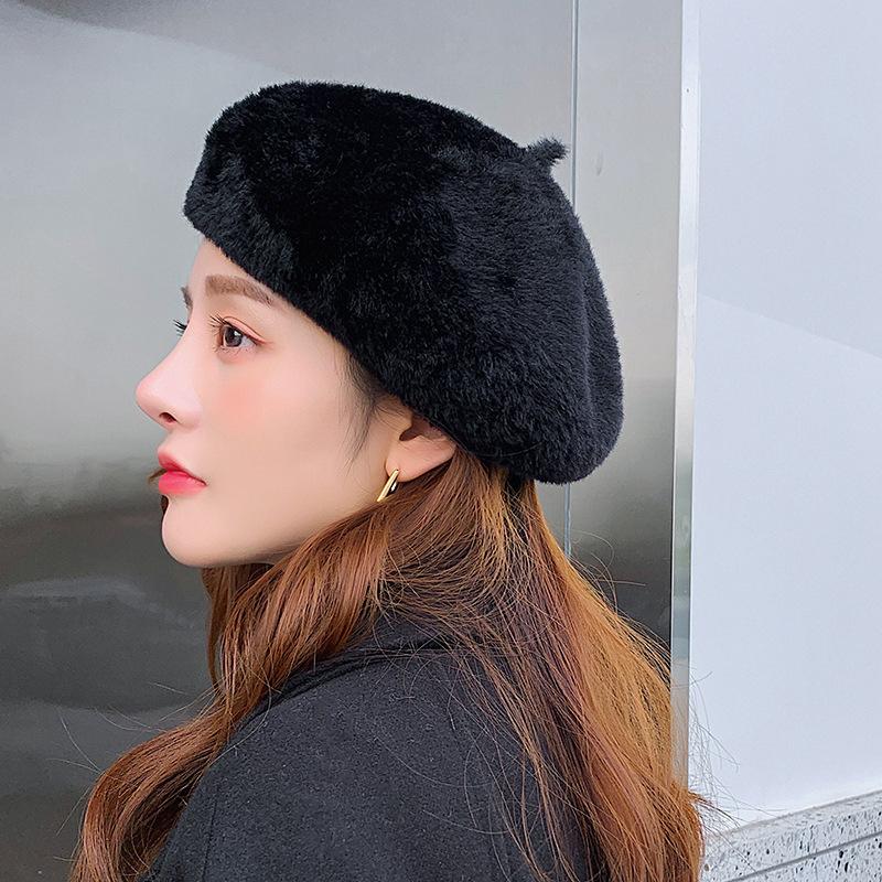 Imitation Mink Women Autumn and Winter Beret British Fashion Trendy New Painter Hat Spring and Autumn Bud Hat